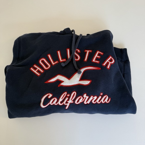 Hollister Logo‎ Graphic Hoodie Sweatshirts NAVY Blue Womens Size Small S - Picture 9 of 9
